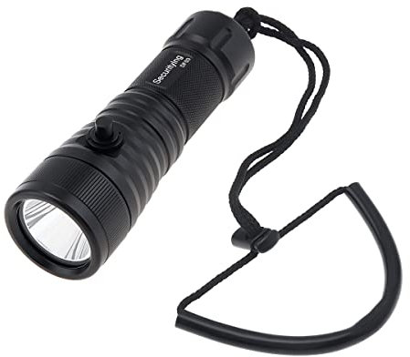 SecurityIng DF03 SST70 LED 3000 Lumen Seitenschlüssel Schalter Unterwasser 150M Tauch-Taschenlampe mit 9 Grad schmalem Strahl IP68 wasserdichte Tauchlampe