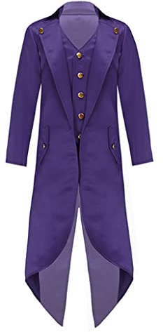 Loodgao Kids Boys Steampunk Vintage Tailcoat Jacket Medieval Renaissance Frock Coat Gothic Victorian Halloween Costume Purple 8