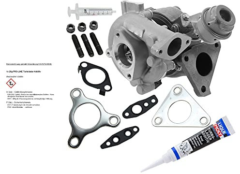 ATEC Germany 1x Turbolader, inkl. Montagesatz, 1x Additiv zur Turbolader - Erstbefüllung, Kompatibel mit NISSAN ALMERA II Hatchback (N16), PRIMERA (P12) (WP12), X-TRAIL I (T30)