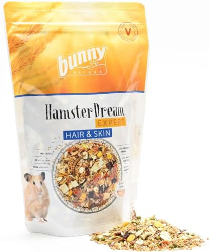 Bunny HamsterTraum EXPERT Hair & Skin | 500 g | Alleinfuttermittel für Hamster | Ohne Zucker, Zusatzstoffe, Geschmacksverstärker oder Farbstoffe | Unterstützung für Haut & Haar