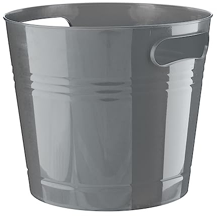 HOMESHOPA Handy Plastic Bin, Round Flexible Storage Container Bucket, Lightweight Portable Multipurpose Paper Trash Bin, Ice Bucket, Laundry Basket, Flexi Tub for Home Office Kitchen Household (Grey)