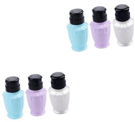 POPETPOP 6pcs Leakproof Nail Polish Remover Press Pump Bottle Portable Nail Art Tool Liquid Storage Subpackage Bottle for Cosmetic Dispensers Random Color