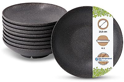 BIOZOYG 4 pièces Assiettes Réutilisables Durables | Ø 21,5 cm Assiette Creuse | Vaisselle de Camping | Vaisselle de Fête | Assiette à Soupe | Lavable au Lave-vaisselle | Micro-ondable