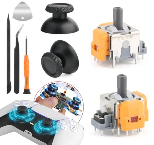 Lot de 2 joysticks à effet Hall pour PS5 compatibles avec Play Station 5 PS5 avec capteur analogique 3D avec 2 capuchons de pouce - Kit de réparation de rechange