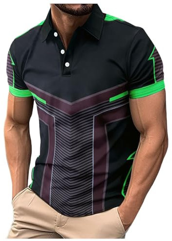 Golf Shirt Herren Knopfleiste Tennisshirt mit Brusttasche Sportshirt Atmungsaktiv Poloshirt Regular Fit Kurzarm Polohemden Basic Laufshirt Sommer Tops Outdoor Sommershirt Kontrastfarbe Golfshirt