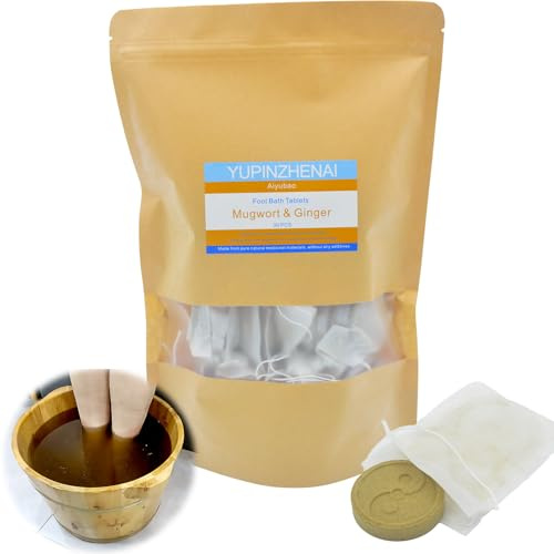 Mugwort ginger Herbal Foot Soak,Foot Bath Herb,Lymphatic Drainage Foot Herb Soak,Foot Detox Soak to Remove Toxins,Traditional Chinese Medicated Footbath Foot Spa 艾草生姜中药泡脚足浴片 (value, Count, 30)