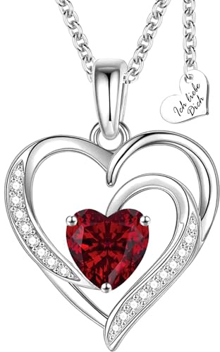 Limana Herzkette Silber 925 Gold vergoldet Halskette Damen Ich Liebe Dich Kette Herz Schmuck Geschenke Frauen Freundin Geburtstag Hochzeitstag Liebesgeschenk rot