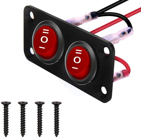 VISSQH Rot Runde kippschalter,12V EIN/AUS/EIN Wippschalter,3 Polige 6A/250V 10A/125V Runde Schalter,2 Gang Wippschalter Panel für Auto Boot,Haushaltsgeräten,Motorrädern usw.