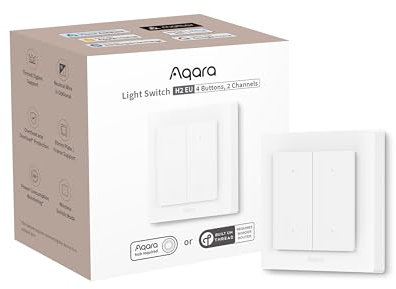 Aqara Lichtschalter H2 EU (2-in-1 Neutral, 4 Tasten 2 Kanäle), Thread/Zigbee-Protokoll, Smarter Wandschalter, Unterstützt Apple Home, Alexa, Google Home und Home Assistant, Matter über Thread