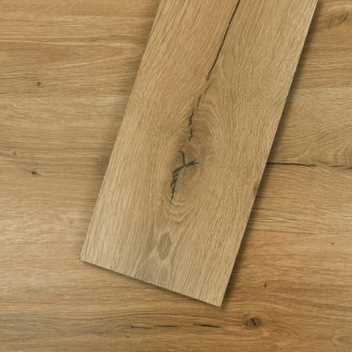 Mysflosy Revêtement de sol en vinyle autocollant - Aspect bois - Imperméable - Chêne européen - 15,24 cm x 91,44 cm - 16 planches - Couverture 2,23 m²