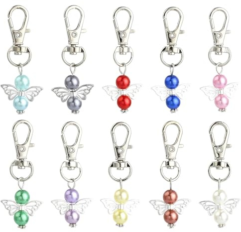KitBeads 60 st 10 färger änglavingar nyckelringar skyddsängel berlocker dinglande fe berlocker med svängbara spännen krok för väska påse handväska nyckelhållare, Akryl, Ingen ädelsten