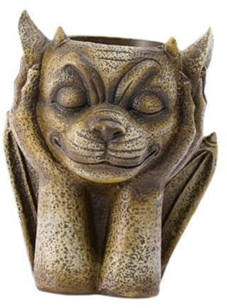 perfk Gargoyle Sculpture Flower Planter for Plant Small Landscaping Gothic Sculpture Flowerpot Plant Pot for Yard Porch, C