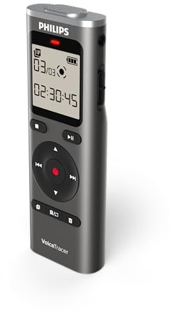 Philips DVT1170 VoiceTracer, Diktiergerät, Aufnahmegerät, 8GB, MicroSD-Steckplatz, 360°-Mikrofon