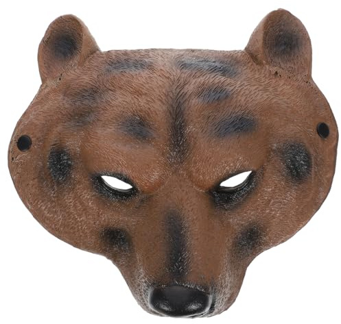MOLUCKFU Masque D'Ours Animalier En Pu Confortable Pour Halloween Carnaval Et Cosplay Demi-Masque TêTe D'Ours RéUtilisable Pour Adultes Et FêTes ThéMatiques