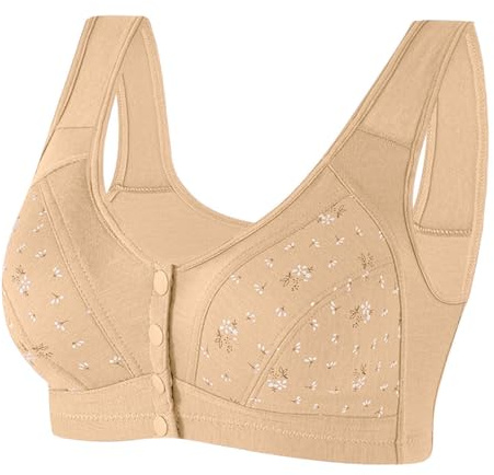 Front Fastening Bras Womens Warehouse Clearance Full Coverage Everyday Bra Floral Printed Minimizer Bra Wide Strap Non Wired Bralette Maternity & Nursing Bras Comfort Sleeping Underwear