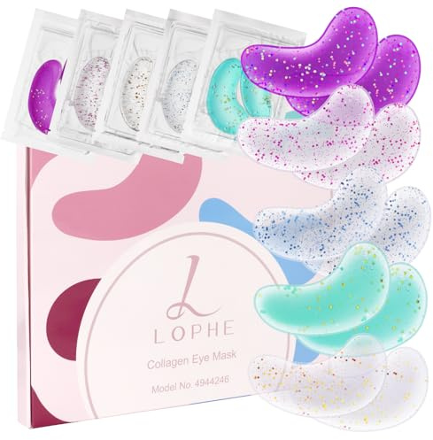LOPHE Eye Pads 30 par, ögonlappar kylning och uppfriskande ögonkuddar mot ögonringar fuktgivande, minskar rynkor (med paljetter)