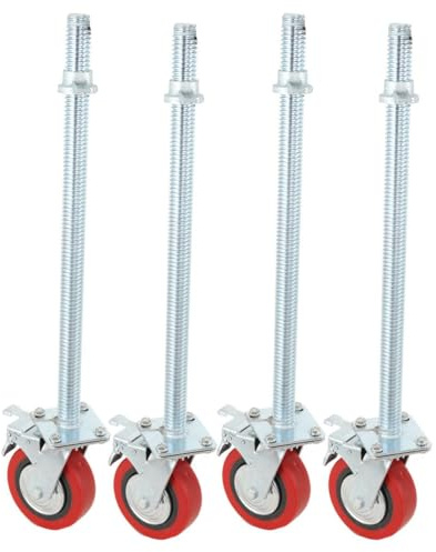 Juego de 4 Ruedas giratorias Ajustables, Ruedas móviles para Andamios, de Tornillo sólido de nivelación Ajustable, Puede Girar 360 Grados