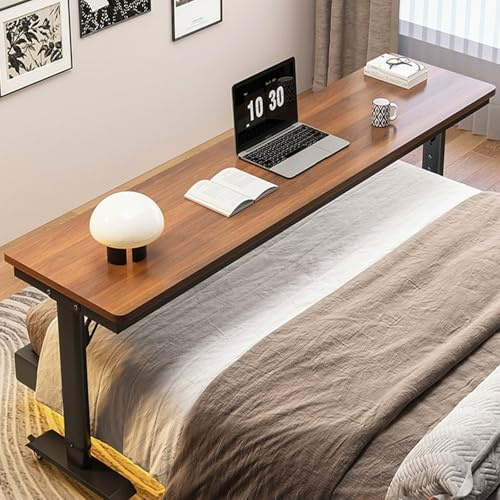 GLFNB Scrivania da Letto Regolabile in Altezza, Tavolo da Lavoro sopra Il Letto, Tavolo da Letto sopra Il Letto, con Ruote, Tavolo da Letto sopra Il Letto per Laptop, Tavolo da Letto Mobile con RU
