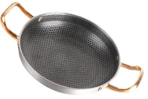 Alipis Padella Honeycomb in Acciaio Inox, Tegame per Friggere Rinforzato