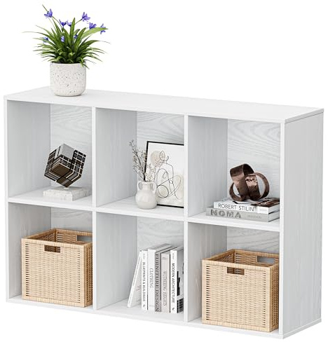 Jpiziso Cube Storage Organizer Bookshelf,Closed Back Display Bookcase, Cubby Shelf for Home Office,Living Room,Kids Room,Large Capacity Cube Storage Unit,6-Cube 35.98 L x 9.45 W x 24.09 H,White