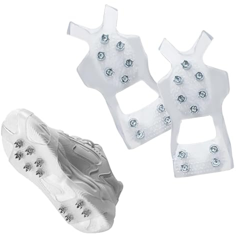 CHENNAN 1 paio di Ice Tacchetti, Picchetti Antiscivolo per Scarpe, Copriscarpe da neve con 10 chiodi in acciaio, Leggero Ice Tacchetti Ramponi da Ghiaccio Antiscivolo, adatta alle giornate di neve (M)