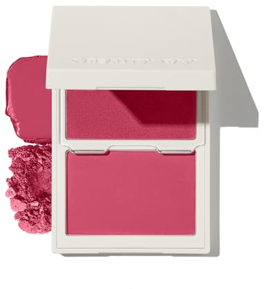 BEAUTY BAY Layer Up Blush Duo, Powder and Cream Formula, Dewy Finish, Grape Juice, Buildable Coverage, Vegan, Cruelty-free (Full Bloom)