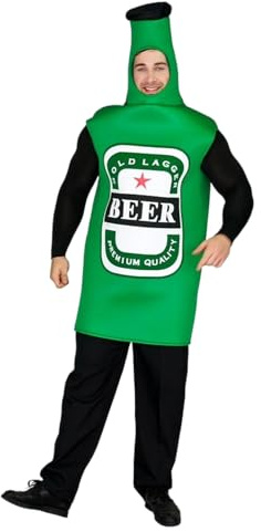 Kreeqe Rolig ölflaska för män halloween kostym vuxen onesie för Oktoberfest fester underhållande roligt rollspel (grön, M)