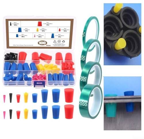 Aprilsunnyzone 105Pcs Silicone Rubber Kit with PET Masking Tape and Organizer Box Designed for Coating and Anodizing