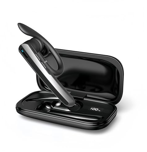 QZTCAMERA Bluetooth Headsets Handsfree Bluetooth Earpiece with 37 Hrs Talking Time Mic Mute Two Device Connection for iPhone, Android and Laptop