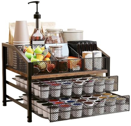 Generico Portacapsule caffè | Contenitore a 3 livelli con cassetti - Portacapsule,Per casa, cucina, piano di lavoro, mobiletto, scrivania, parete, frigorifero, bar, angolo