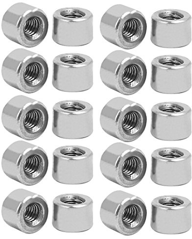 sourcing map M3 Rund Steckverbinder Muttern, 304 Edelstahl Kupplungsmutter 4,2 mm/0,16 Zoll Länge, Packung mit 20