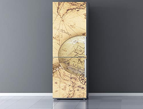 Oedim Vinilo Frigorífico Mapamundi Antiguo 185x60cm | Varias Medidas | Pegatinas de Nevera Económicas y Elegantes | Vinilo Nevera