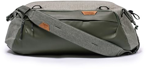 Peak Design Travel Duffel 35L, Sage, Extra-Wide Single Zip Access, Weatherproof Shell, 4 External Pockets, Fits Packing Cubes & Camera Cubes, Ideal for Weekend Trips, Versatile Duffel Bag for Travel