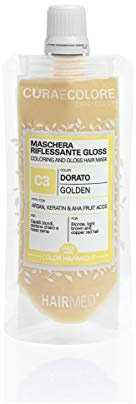HAIRMED - Cura e Colore - Maschera Riflessante Capelli - Bagno di Colore Senza Ammoniaca - Gloss C3 - Dorato - 40 ml