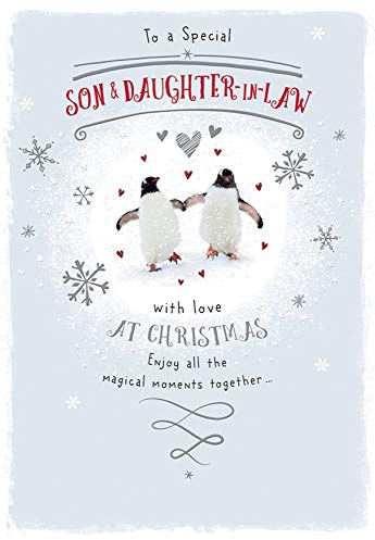 Piccadilly Greetings Traditionelle Weihnachtskarte für Sohn und Schwiegertochter – 22,9 x 15,2 cm