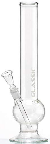 Glassic Glas Bong Tabakpfeife Sandgestrahlt Kugel 38cm hoch 50mm Ø am Hals 18er Chillum