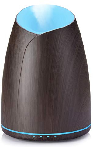 Sealive Diffuseur d'Huile Essentielle Humidificateur Brumisateur Fraîcheur Aromathérapie avec 7 Lumières LED Couleurs, Auto Arrêt Sans Eau et Mode Brumisation… (Grain de bois foncé)