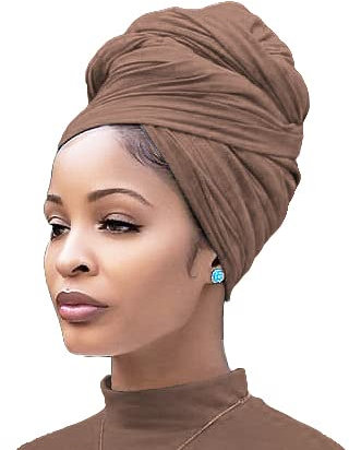 Nonbongoy Kopfbandagen für schwarze Frauen, Stretch-Turban, Kopftuch, Schal, Haarwickel, Kopftuch für Locs Braids, 1 x Kamel-Kopfband, 71''x 32''