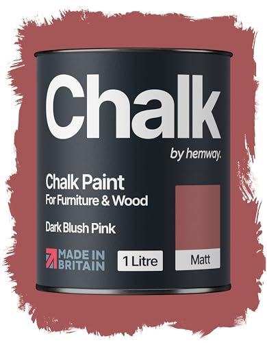 Hemway Chalk Paint Dark Blush Pink 1L, Matt Finish Shabby Chic | Furniture Paint, Chalk Furniture & Walls, Quick Dry & 1 Coat