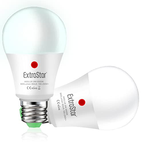 EXTRASTAR 9W, 900Lm, Equivalente a 72W | Bombila E27, Encndido/Aagado Automático, Para Pasillo, Jardín, Terraza