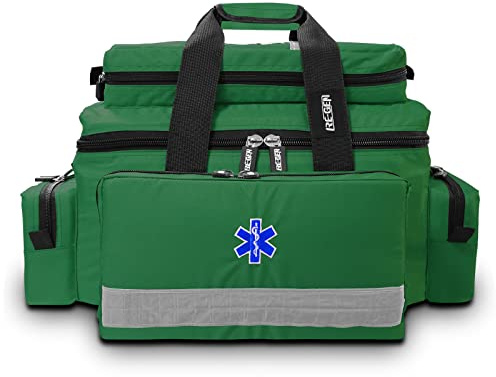 RE-GEN Elite Professional Erste-Hilfe-Notfall-Responder-Tasche, leer, Trauma, Erste-Hilfe-Tasche, große Speicherkapazität, mehrere Staufächer, strapazierfähig (grün)