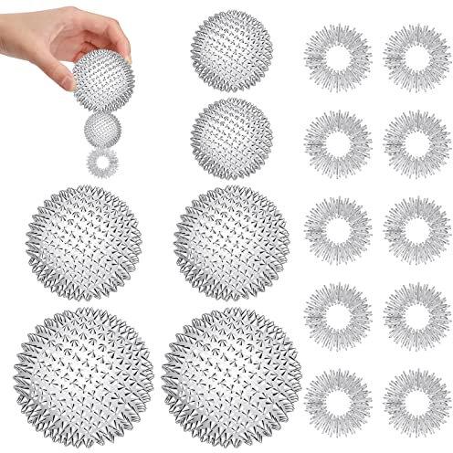 Zocipro 6 Stück Magnetic Acupressure Balls mit 10 massageringe für finger, Massageball Magnetisch, Igelbälle Massagebälle 32 mm/47 mm/56 mm,Skills Igelball Massage Set für Stress Relief oder Massage