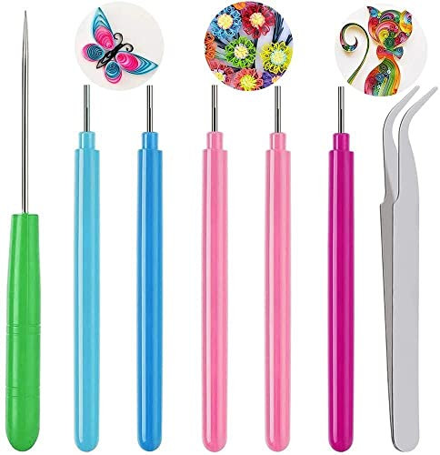 Xingdianfu Quilling Werkzeug Set, 7 Stücke Quilling Stifte Tool für Kunsthandwerk DIY Papier Blumen Kartenherstellung, Quilling Rolling Stift mit Piercer