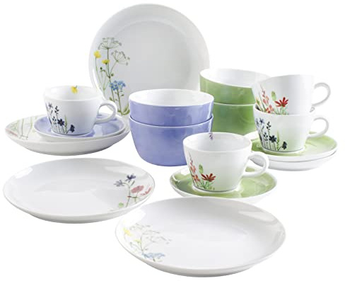 KAHLA 39H224A50001C Five Senses Wildblume Kombiservice 16tlg. | Kombiservice mit Blumendekor für 4 Personen aus Porzellan
