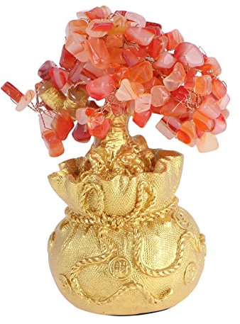 LIFKOME Kristallbaum Geldbaum Dekoration Bonsai Stil Feng Shui Ornament Für Wohlstand Und Glück Für Zuhause Zur Hochzeit Rot