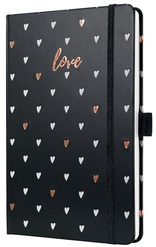 SIGEL J5335 Wochenkalender Jolie 2025, Dark Love, ca. A5, schwarz, Hardcover, Gummiband, Stiftschlaufe, Einstecktasche, 174 Seiten, vegan, Buchkalender, Terminplaner