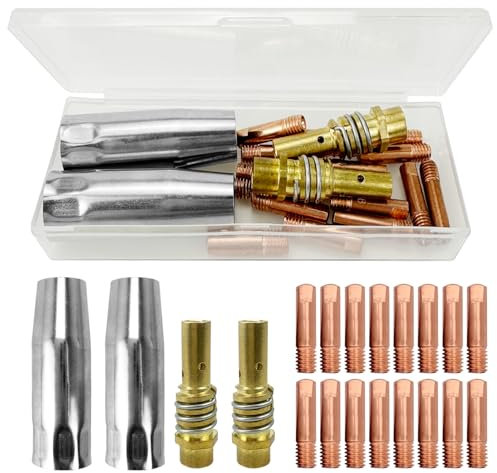 20 Pcs MIG Welding Tips, 16 MIG MAG MB15 15AK Welding Torch Contact Tips 0.6/0.8/0.9/1.0/1.2MM M6 & 2 Nozzles & 2 Tips Holder Difuser for Welding Gun Accessories, MIG/MAG Welding Torch Consumables