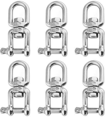 SAIJIAN 6 Pezzi M4 Grillo Girevole in Acciaio Inox 304 Gancio Girevole a Doppia estremità Moschettone Girevole per Collegare e Fissare i Grilli Girevoli Sospesi Caricare 80 kg