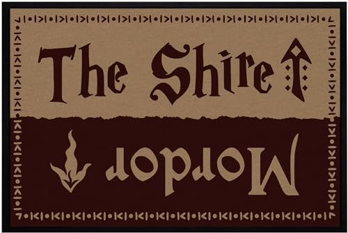 OM3® lustige Fußmatte mit Spruch - The Shire Mordor - Film-Fans Fantasy - rutschfest & waschbar - 60x40cm -