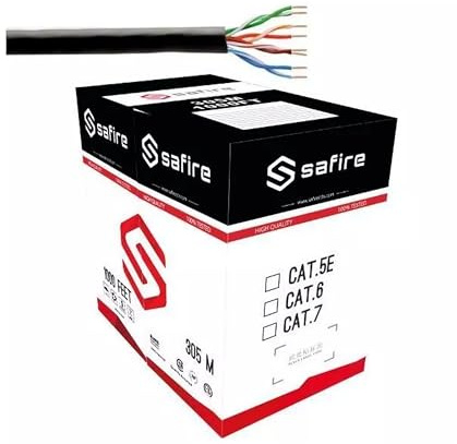 Cavo UTP - Categoria 5E - Bobina da 305 metri - Guaina nera - Diametro 5,5 mm - Speciale per uso esterno